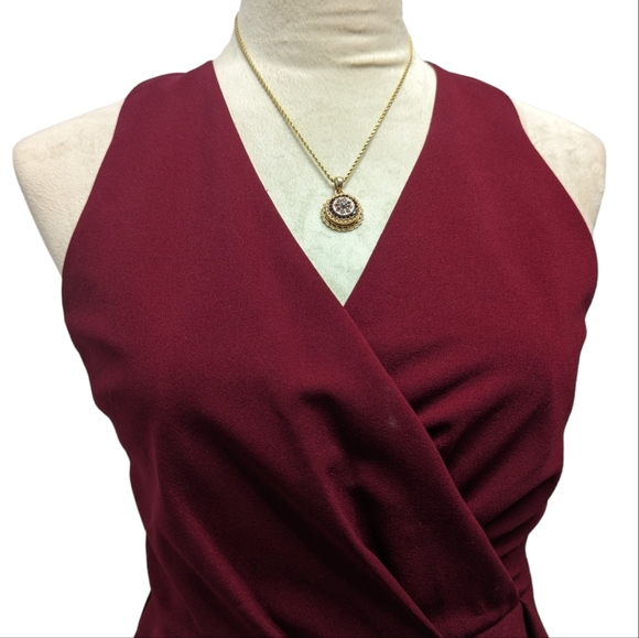 Dark red backless jumpsuit - Picture 2 of 5